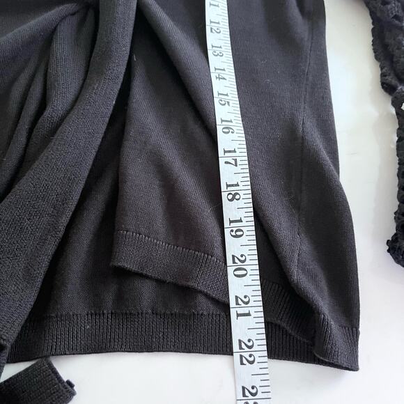 Kobi Halperin Black Tie Front Crochet Flare Bell Sleeve Knit Cardigan Size Small - Picture 8 of 9